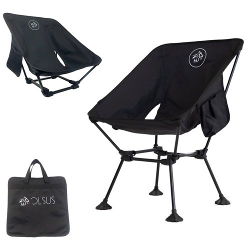 OLSUS Portable Camping Chair, Compact Folding Beach Chair, Lightweight Camping Chair, Portable Folding Chair, Travel Chair, Park Chair, Festival Chair, Field Chair, Ultralight Chairs for Adults, Black