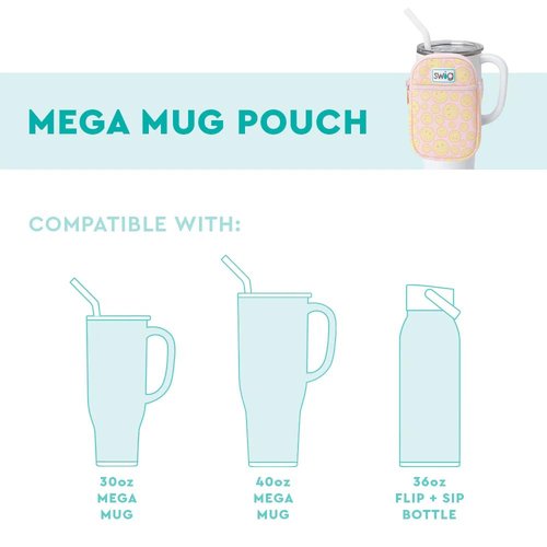Swig Life Mega Mug Pouch, Water Bottle Bag with Adjustable Strap, Water Bottle Fanny Pack with Zippered Phone Pocket, Tumbler Accessories (Cloud Nine)