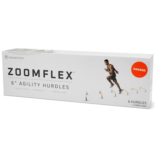 Meister ZoomFlex Agility Hurdles w/Carry Bag - Flex-Safe Modular Speed Training - 6" Safety Orange - 6 Pack