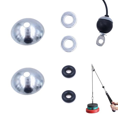 SquEqu 2 Set Gym Cable Ball Stopper Domed Washer Bowl Rubber Ring Kit Replacement Parts for Gym Machine Steel Wire End Connector Weight Lift Pulley System Rope Joint Terminals Fitness Equipment