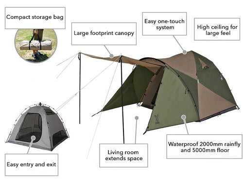 DOD 1Pull Dome Tent - 3 Person Waterproof Pop Up Tent for Camping and Backpacking - Easy Instant Setup