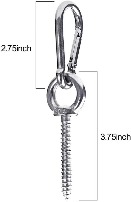 Hammock Hanging Kit, Load Capacity 1400 LBS, Stainless Steel Hooks Heavy Duty Carabiner Set for Hammock Yoga Swing Chair Hook for Indoor, Outdoor, Wall, Trees, Porch