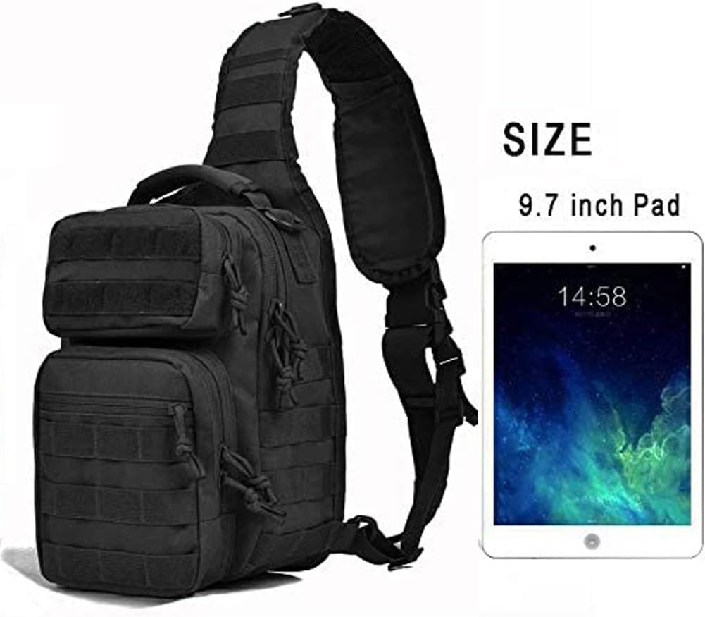 REEBOW GEAR Tactical Sling Backpack Rover Shoulder Sling Pack (Black)