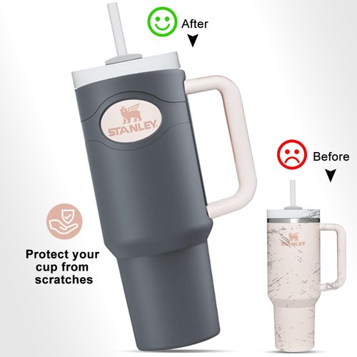 Coredew Silicone Boot Cover for Stanley Cup 40oz，Highter Protective Sleeve Cover Fit with Stanley Cup Accessories, Water Bottle Cover Accessories for Sports, Travel (Dark Grey)