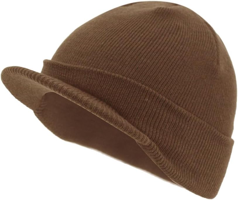 The Vintage Year Plain Sports Visor Billed Knit Radar Cuff Beanie