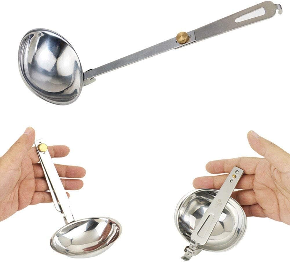 Portable Stainless Steel Outdoor Tableware Camping Folding Spoon Soup Ladle Cooking Utensils