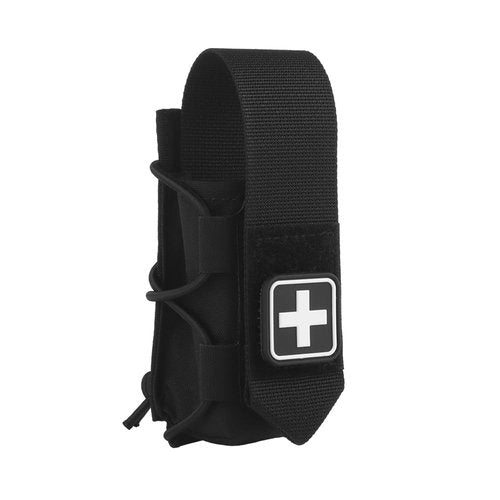 Tourniquet Pouch for SAM XT/CAT/SOF, with Hook Loop Flap for IFAK Quick Pull, or Remove Get Open-Top Elastic Drawstring, Durable Fabric MOLLE Holder Medical Pouch Fit Tactical Vests/Belts/Bag(BLK)