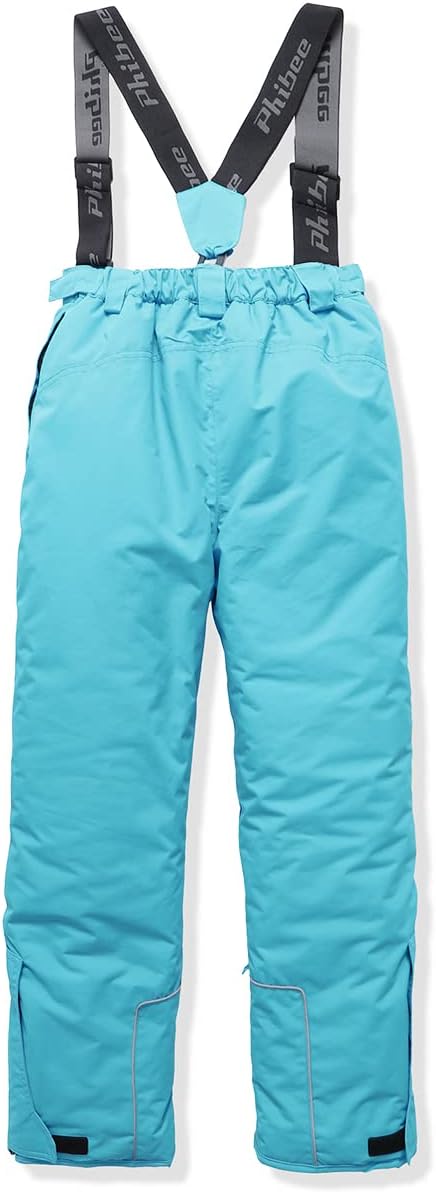 PHIBEE Girls' Waterproof Windproof Breathable Polyester Snow Ski Pants