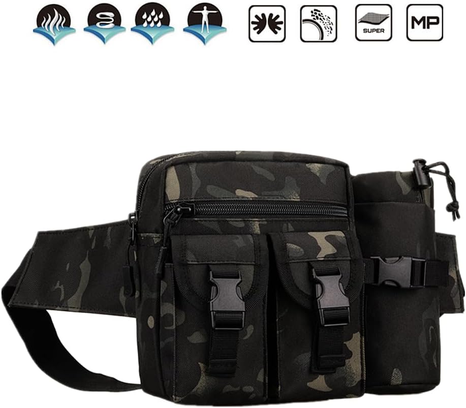 UNISTRENGH Tactical Fanny Packs Pouch With Water Bottle Pocket Holder Waterproof Molle Waist Pack Hip Belt Bag (Desert Camo)