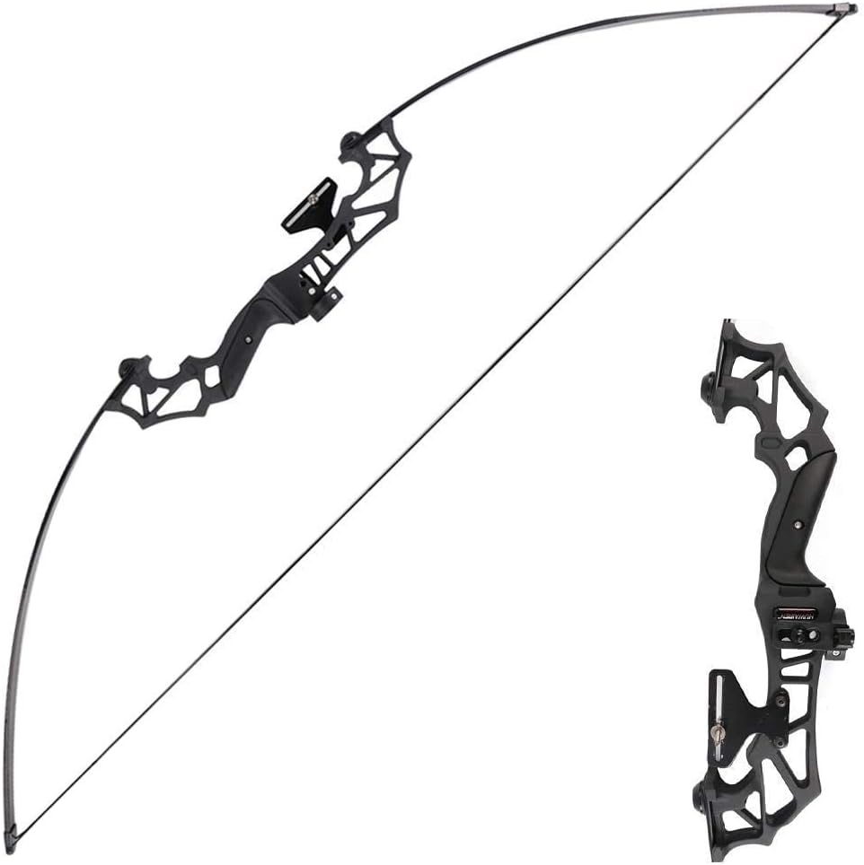 Toparchery Archery Takedown Recurve Bow Hunting Long Bow Alloy Riser - Right Hand Black - Draw Weight 30lbs 40lbs - with Arrow Sight, Arrow Brush