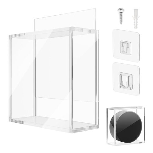 Cosmos Ice Hockey Puck Display Case Box Hockey Puck Wall Mount Holder Acrylic Display & Storage Showcase for Collectible Hockey Puck / Game Winning Puck, Memorabilia, Collectible Figure Stand (1)