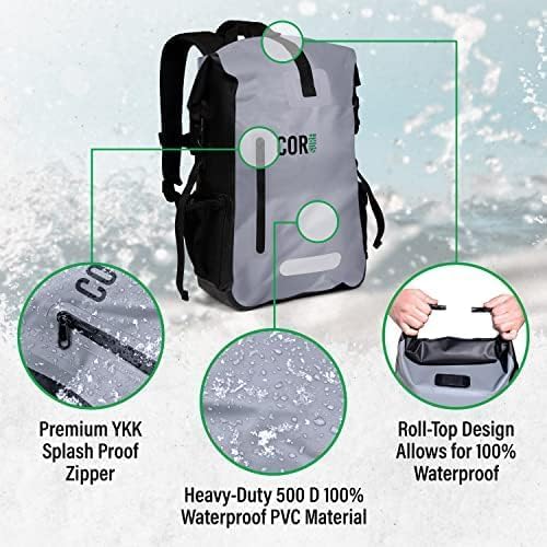 COR Surf Waterproof Dry Bag Backpack with Padded Laptop Sleeve Heavy Duty Roll-Top Pack (Dark Blue, 40L)