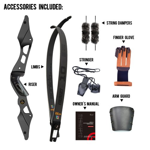 Sanlida Hermit 10 ILF Hunting Recurve Bow Kit for Adults 62" 30-55 Lbs Archery Recurve Bow, CNC ILF Riser, Carbon & Graphite Foam Core ILF Limbs, RH Only, Limited Life-time Warranty (62", 40 Lbs)