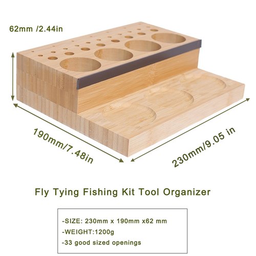 Ussuris Wooden Fly Tying Tool Kit Caddy Desktop Organizer Fly Tying Tool Holder Materials Tray Station
