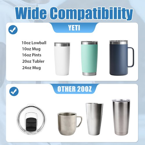 Tumbler Lids for Yeti, 2 Pack 20 oz Magnetic Replacement Tops for 20 oz Tumbler, 16 oz Pints, 10/24 oz Mug, 10 oz Lowball, Spill Proof Covers with Magnetic Slider for Ozark Trail, Old Style Rtic