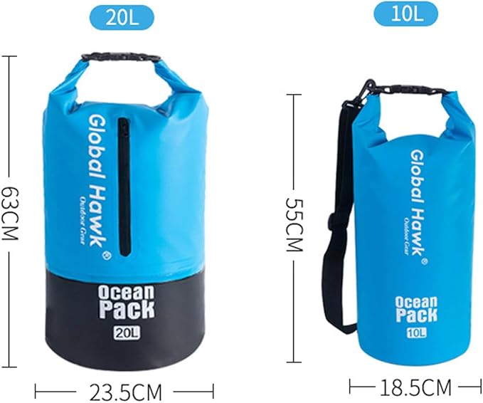 Waterproof Dry Bags: 10L, 20L Sizes - Ideal for Kayaking, Fishing, Rafting, and More! Adjustable Strap for Ultimate Convenience. Stay Dry While Adventuring (Orange, 10L)