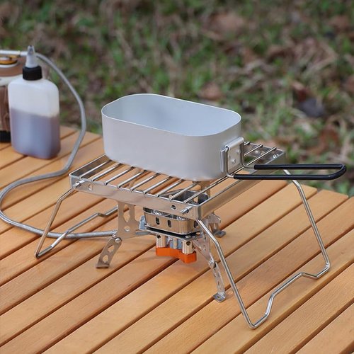 SquEqu Folding Campfire Grill Portable Mini Grate Camping Cookware Pots Stand Bracket for Windproof Camp Gas Stove Camping Fire Split Solid Fuel Alcohol Spirit Burner Outdoor Backpacking Hiking Picnic