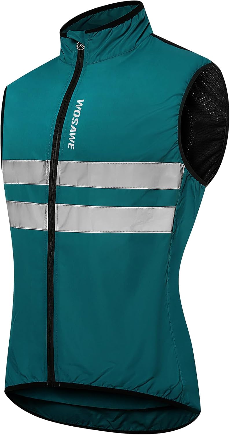 WOSAWE Men's High Visibility Cycling Wind Jacket Water Resistance Reflective Windbreaker