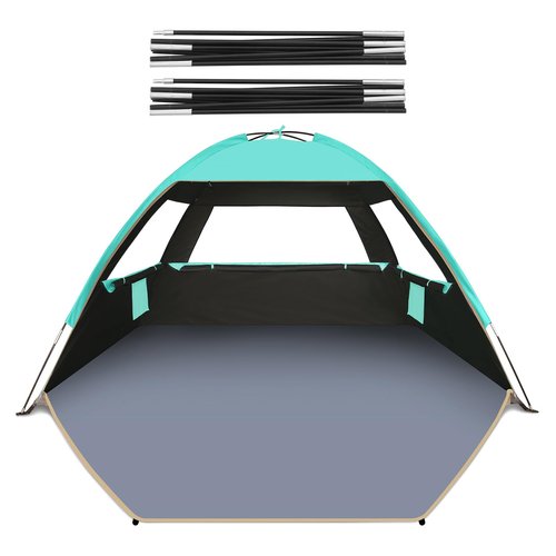 Gorich Beach Tent for 3 People + Beach Tent Poles for Replacement (3 People, Dark Shelter Turquorise)