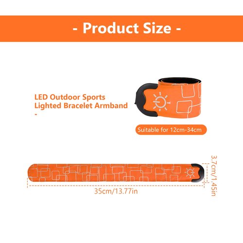 LED Armband Running USB Rechargeable - 2 Pack Safety Lights for Runners 3 Modes Running Gear Lights Adjustable High Visibility Waterproof Reflective Wristband for Night Running Walking (Orange)