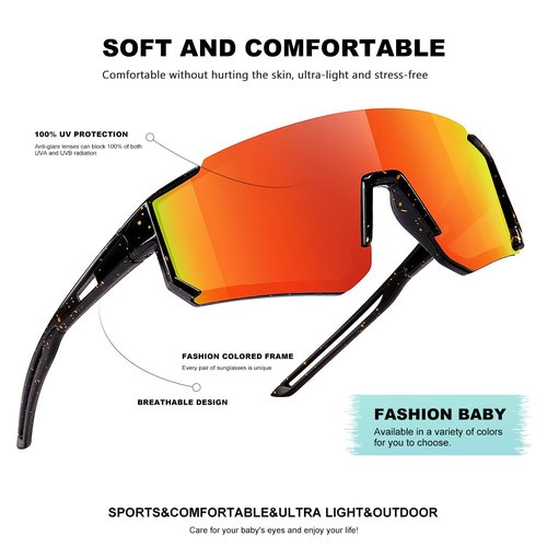 AWGSEE 3 Pack Kids Baseball Sunglasses Youth Sports Football Softball Sunglasses for Girls Boys UV400 Protection
