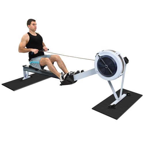 2PCS Fitness Equipment Mats and Floor Protector, Non-Slip Mat Rowing, Rowing Machine Bike Mat for Carpet & Hardwood Floors, Exercise Bike Mats (Two Pieces:30 * 12 inch)