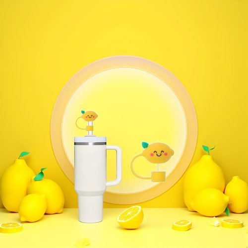 Lemon Straw Cover for Stanley 40&30 Oz Cup, 10mm Silicone Straw Covers Cap for Stanley Cup Accessories, Cute Topper for Tumblers, Cap Stopper for Reusable Tip Lids