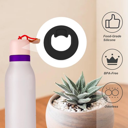 PEUTIER 4pcs Water Bottle Stopper Replacement for Owala FreeSip Twist 18oz 24oz, Water Bottle Top Lid Gasket for Owala FreeSip Twist Series Bottle Stopper Seal Part Accessories, BPA-Free(Black)