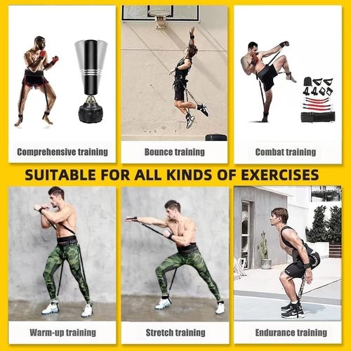 Ycendelion Boxing Resistance Bands, Leg Strength and Agility Speed Trainer for Men and Women Exercise Power Punch Pro with Belt, Ankle, Kicking Set for MMA