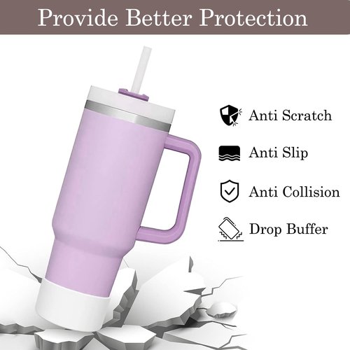 Cup Accessories for Stanley 30oz 40oz Tumbler with Handle - Water Bottle Handle Strap,Siliocne Cup Boot,Personality Pearl Keychain Charms Set,Straw Topper Cover Cap for Stanley