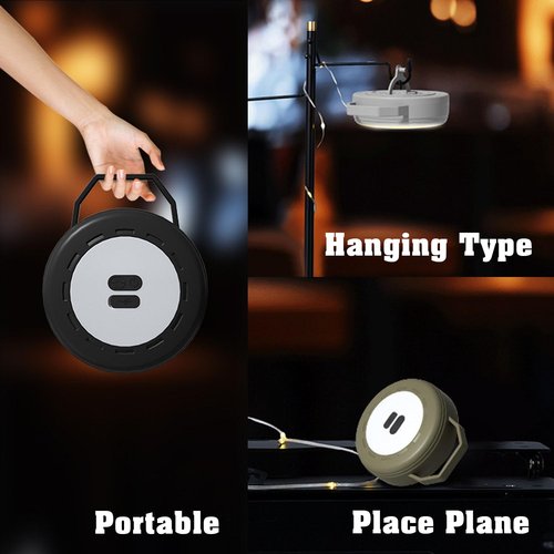 Leehuinii Retractable Camping String Lights Reel, Portable Stowable Rechargeable Strip Light, Waterproof Tent Lantern for Outdoor Hiking Awning Garden Party Festival Decor (Black)