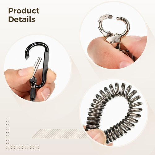 10 Pcs Fishing Tool Lanyards, Retractable Steel Wire Tethers- Heavy Duty Stainless Steel Coiled Security Cables with Carabiners for Kayak Accessories Range Finder Fishing Gear - 2 Sizes