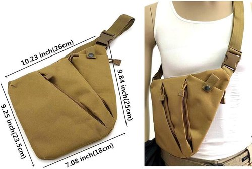 HWZ Men's Lightweight Anti-Theft Waterproof Casual Sling Chest Crossbody Messenger Gun Shoulder Bag