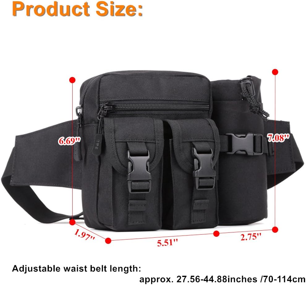 UNISTRENGH Tactical Fanny Packs Pouch With Water Bottle Pocket Holder Waterproof Molle Waist Pack Hip Belt Bag (Desert Camo)