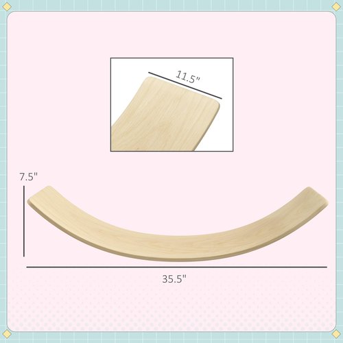 Qaba Balance Board Kids, Wooden Wobble Board for Children, 35 Inch Toddler Balance Board Open Ended Learning Toy for Years 3-8, Wood
