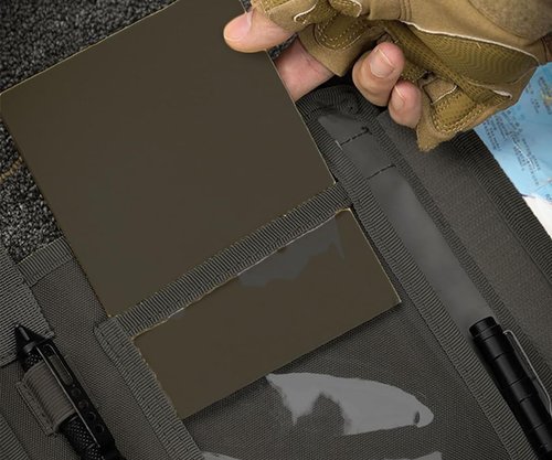 LZBMIEF Tactical Map Case Multifunctional Map Pouch with Pen EDC Tool Holder Map Protector Foldable Map Storage Bag with Clear Window for Reading Map while Outdoors or Hiking (Khaki)