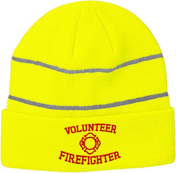 Speedy Pros Reflective Beanie for Men & Women Volunteer Firefighter Embroidery 1 Size