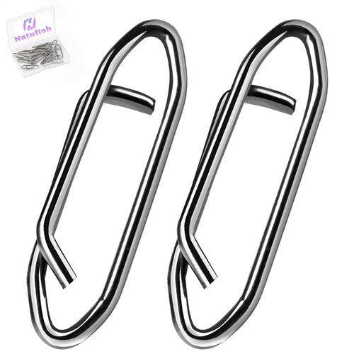 Natufish Power Fishing Clip - Fishing Speed Clips 50Pcs Stainless Steel Quick Change Connector,Link Split Rings Snaps for Lures Saltwater Size S# M# L# (Size S#)