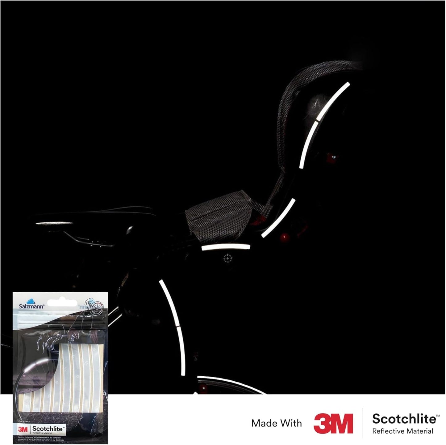 Salzmann Reflective Stickers - Soft stickers for backpacks, bikes, helmets, strollers, etc. - Made with 3M Reflective Material