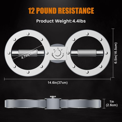 POZOERA Burn Machine - Arm Exercise Equipment with 12LB Adjustable Resistance,Forearm Strength Trainer for Men&Women with 360 Degree Rotator (Silver)