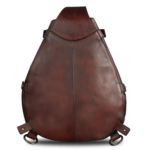Genuine Leather Sling Bag for Men and Women Large Real Leather Sling Backpack Shoulder Crossbody Bag Chest Bags (Coffee)