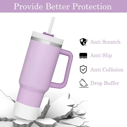 Cup Accessories for Stanley 30oz 40oz Tumbler with Handle - Water Bottle Handle Strap,Siliocne Cup Boot,Personality Pearl Keychain Charms Set,Straw Topper Cover for Stanley