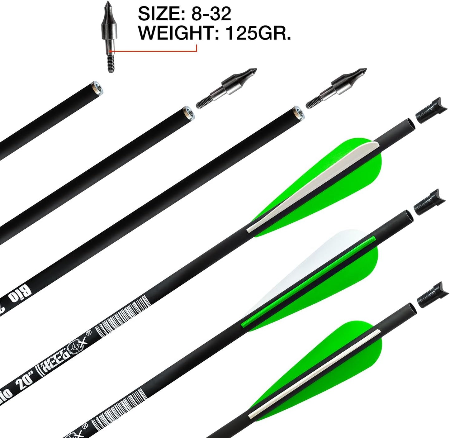 REEGOX Crossbow Bolts 16/18/20 inch Bio Crossbow Arrows with Moon Nocks and Removable Tips (Pack of 12)