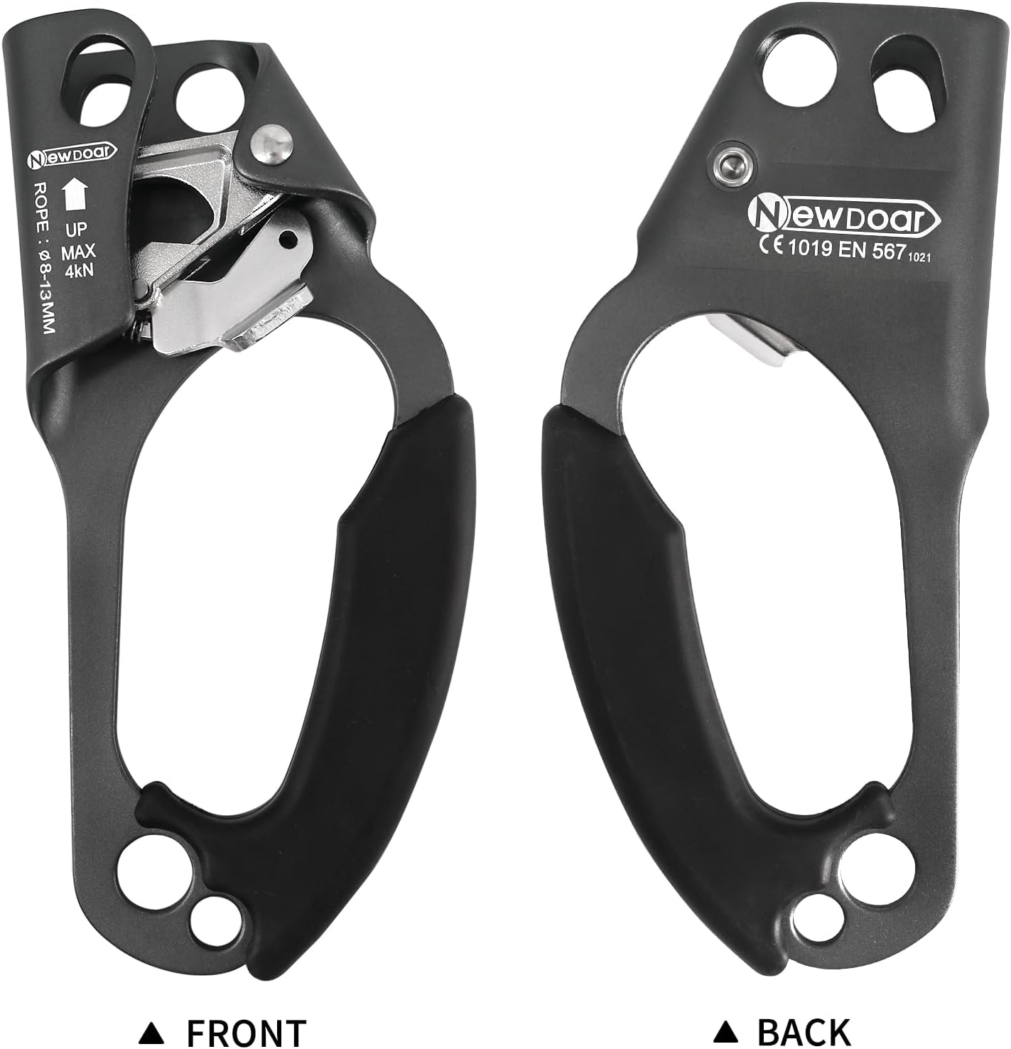 NewDoar UIAA & CE Certified Hand Ascender Rock Climbing Tree Arborist Rappelling Gear Equipment Rope Clamp for 8~13MM Rope