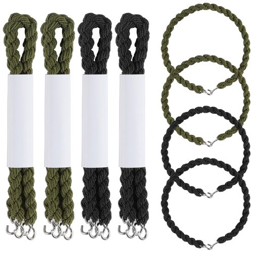 12 Pieces Elastic Military Boot Straps with Metal Hooks (Black/Green)