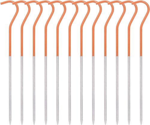 iBasingo 12pcs/lot Titanium Alloy Pegs Outdoor Camping Tent Stakes Portable Elbow Grass Tent Nail A-Ti4001P