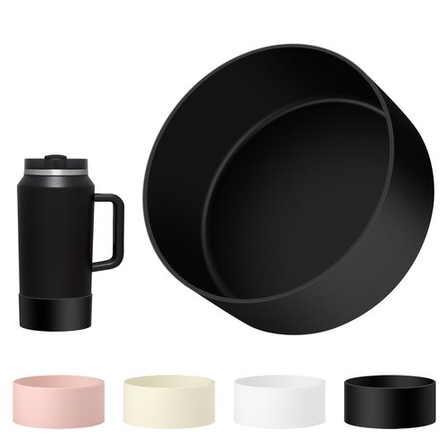 Diumepo Protective Silicone Boot Fit for Stanley 64 oz Quencher H2.0 FlowState/Simple Modern 50 oz Tumbler, Anti-Slip Bottom Sleeve Cover, Against Dents & Scratches (Black)