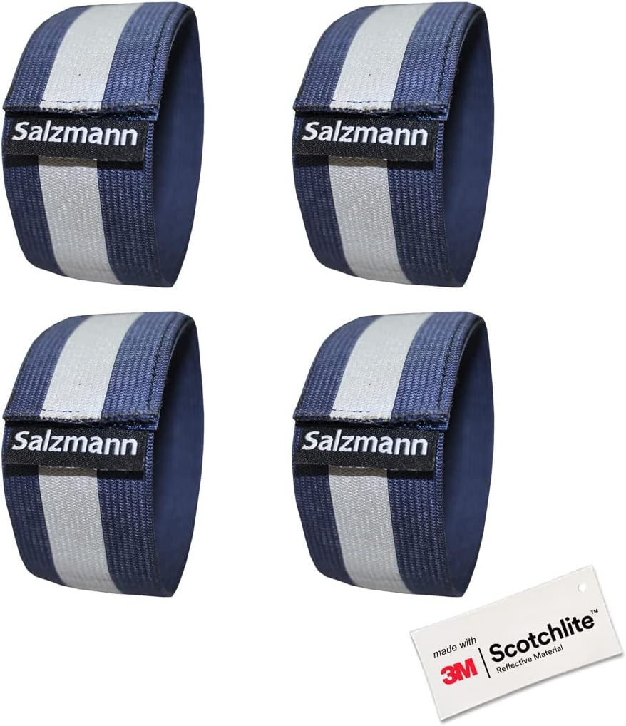 Salzmann Reflective Elastic Arm and Leg Bands | Made with 3M Scotchlite | Set of 4