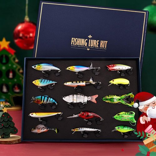 HALF CRESCEN Fishing Lures Kit for Diving Bass/Trout/Pike with Lifelike Action, Fishing Gear Set for 2025 Xmas (Gift Box 1)