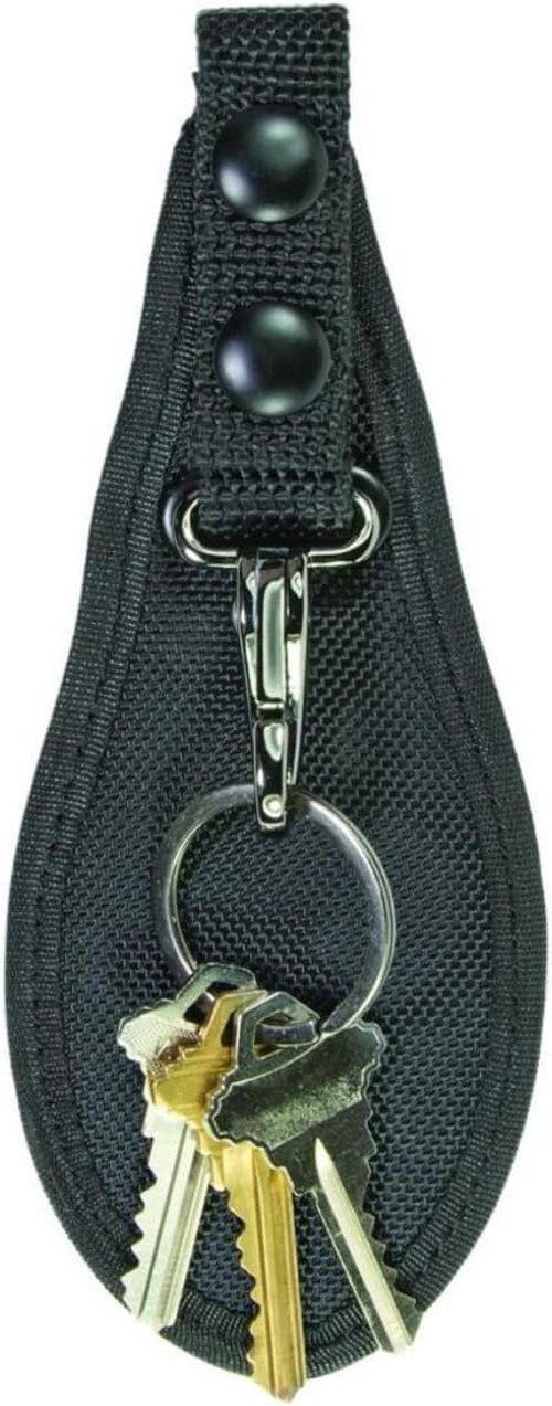 Hero's Pride Duty Belt Key Holder - Durable Ballistic Scabbard with Deluxe Metal Clip and Split Key Ring - Fits 2.25'' Tactical Belts for Law Enforcement